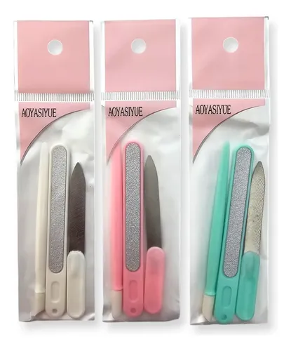 Set Lima Uñas X12 Mayorista Manicura Uña 3 Piezas