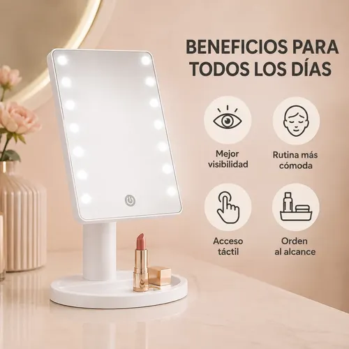 Espejo Con Luz Led Maquillaje De Mesa Portatil Tactil