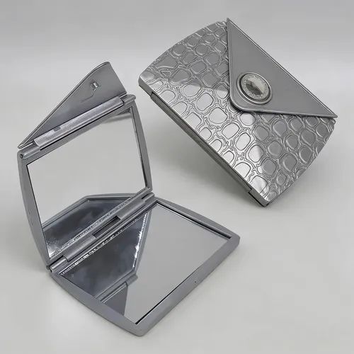 Espejo Vidrio Para Cartera Aumento X2 Y X1 Broche 8 X 6 Cm