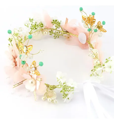 Coronas Flores Para Niñas Princesa Tocado Novia Tiara Rosa
