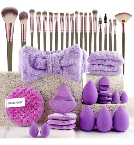 Set 40 Piezas Brochas Y Esponjas De Maquillaje Profesional