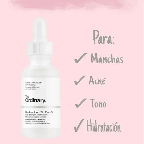 Sérum Niacinamida 10% + zinc 1% The Ordinary día/noche para todo tipo de piel de 60mL/60g +15 años