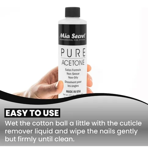 Removedor De Uñas Mia Secret 100% Acetona 4 Oz