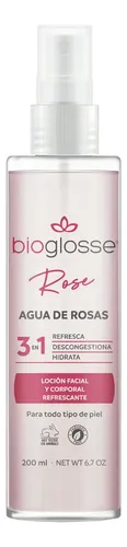 Loción Bioglosse Rose Agua de Rosas Floral 200mL Día/Noche Todo Tipo de Piel