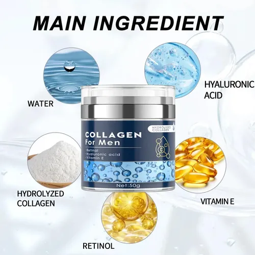 Crema Facial Antiedad Para Hombre Con Colágeno, 50g
