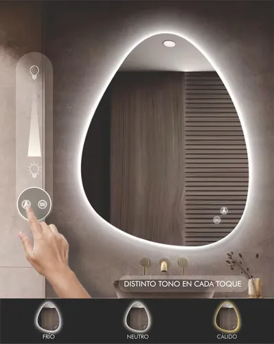 Espejo Irregular Led 80×70 Cm Luz Touch Con Desempañador