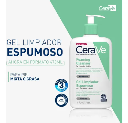Cerave Gel Limpiador Espumoso Piel Mixta 473ml