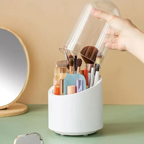 Porta Brochas Celeste Giratorio 360 Organizador Capsula Maquillaje Veoquiero