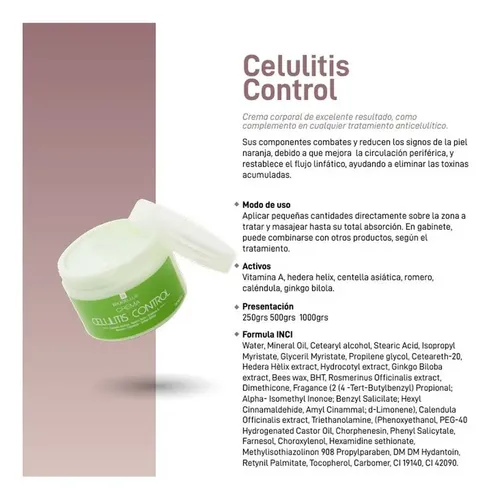 Crema Celulitis Control Con Centella Asiática Biobellus 1kg