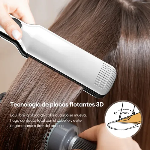 Plancha De Cabello Profesional 2 En 1 Alaciadora Ancha Lcd Blanco