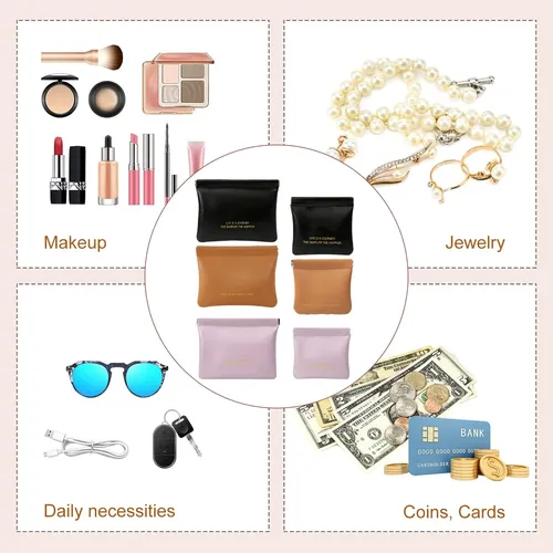 Bolsa De Maquillaje Fronip, Paquete De 6, Negro+marrón+morad