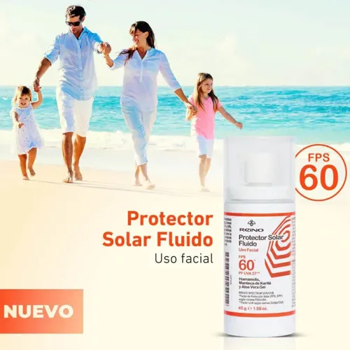 Protector Solar Facial Fluido Fps60 Natural Ligero Resiste