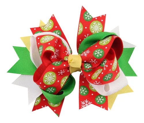 13 Pinzas Para El Pelo Con Forma De Lazo Con Diseño Navideño