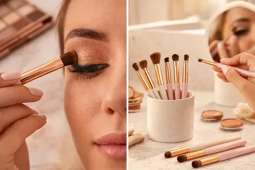 Set X 5 Brochas Para Maquillaje Modelo Cartera Mely Beauty