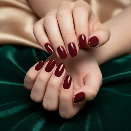 Kit 24 Uñas Postizas Lavish Color Bordó Press On Gel