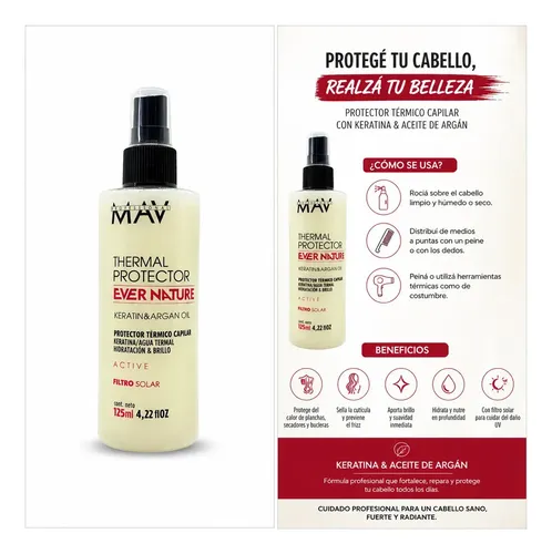 Protector De Calor Termico Argan 125 Ml Mav Profesional