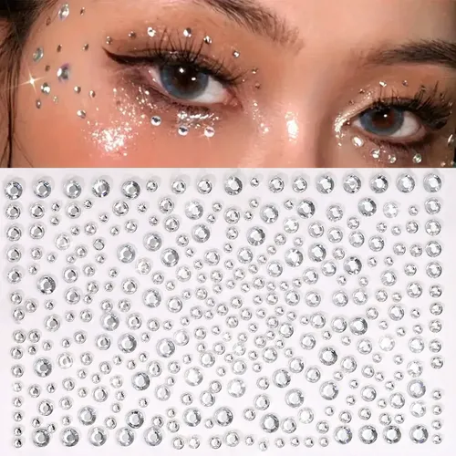 Stickers Strass Rostro Cuerpo X2 Negro Cristal