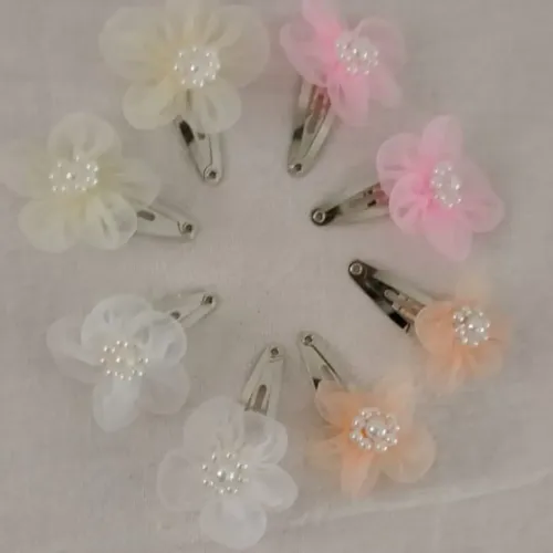 Par De Hebillas Tic Tac Con Flores Fiesta Nena Bautismo