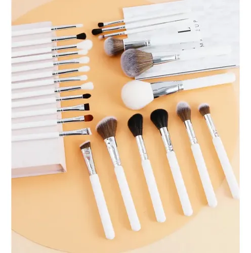 1 Para Sjx Juego De Brochas De Maquillaje White Silver 24