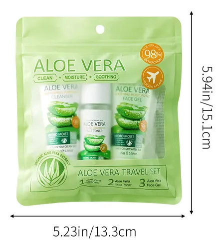 Kit Viaje Aloe Limpiador Tónico 20ml+20g+20g 3pcs