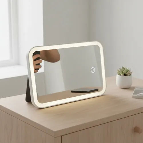 Espejo Con Luz Led Táctil 3 Tonos Ajustable Usb
