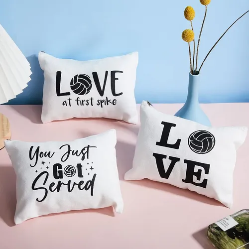 Set De Bolsas De Maquillaje Con Diseño De Vóleibol De Lona S