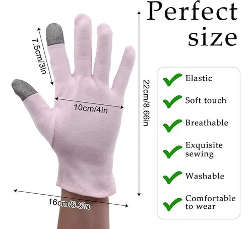 Guantes Algodón Morados Hidratantes Para Manos Secas 2 Pare