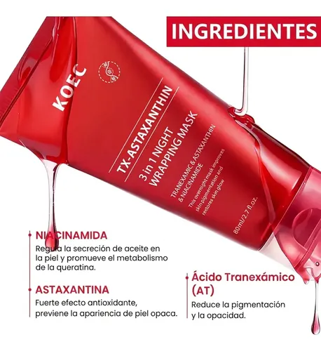 Mascarilla Nocturna Hidratante Facial Txa Niacinamida 80ml