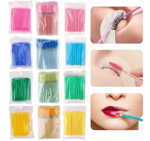 Kit Cepillo Microhisopo Y Limpiador De Pestañas X60 Unidades