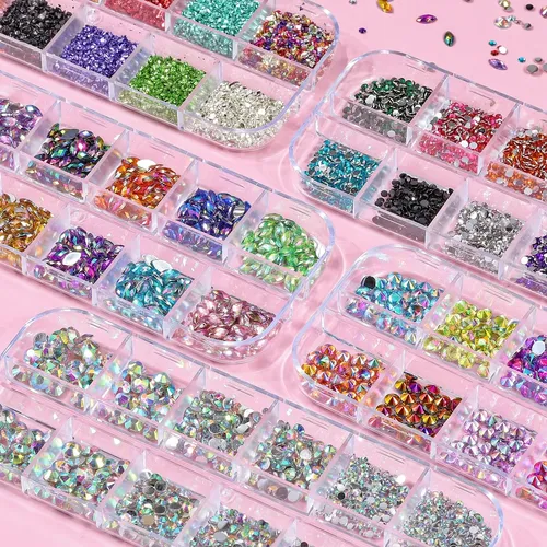 Edittime Kit Stickers Flores Y Strass Uñas Multicolor