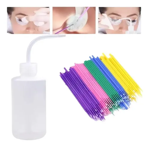Kit Limpieza De Pestañas Botella Vertedor + Microhisopos