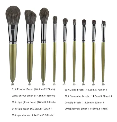 Set De 9 Brochas De Maquillaje Para Principiantes (gris)