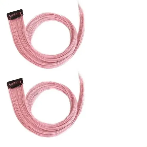 Peluca Rosa Con Mechas, Colorida Extensión De Cabello Que Cu