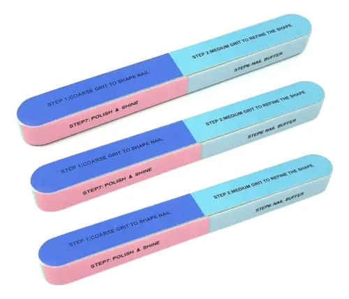 Kit X3 Limas 7 Pasos Pulido Brillo Buffer Uñas Esculpidas