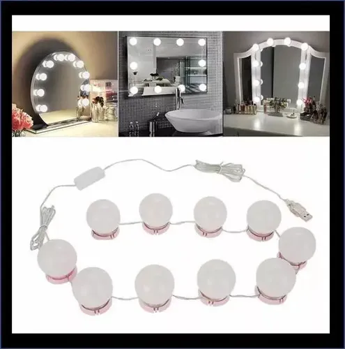 Kit 10 Focos Lamparas Luz Led Espejo Usb Maquillaje Camarin Veoquiero