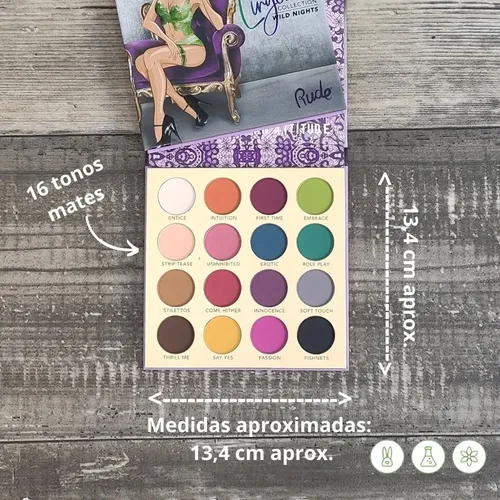Paleta Sombras Mate Rude Cosmetics The Lingerie Collection Wild Nights 16 Tonos