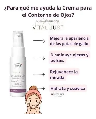Crema Contorno De Ojos Just Vital 30g Antiarrugas Bolsas Oje