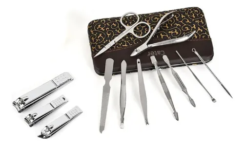 Kit Pedicura Manicura 12 Herramientas Acero + Suero Hongos