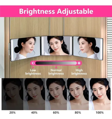 Espejo De Maquillaje Con Iluminación Led, Portátil, 360°