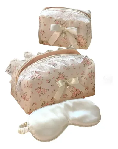 Set De Bolsitas De Maquillaje Cherry Ever After Floral Con M