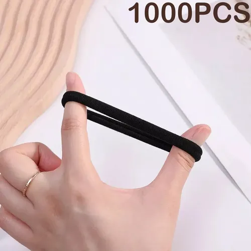 . Negro Ligas Para El Cabello 1000 Pzs , Tamaño Mediano A Negro
