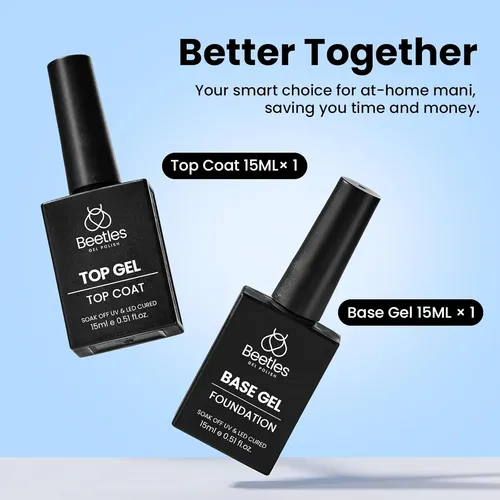 Set Base Y Top Coat Gel Uñas Brillo Intenso 15ml 2 Piezas