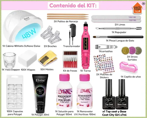 Kit Polygel Completo Cabina Torno Esmaltado Semipermanente