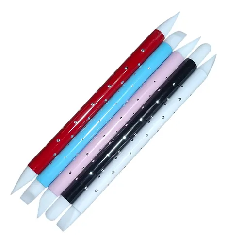 Pincel Doble Punta De Silicona X5 Un. Premium Nail Art