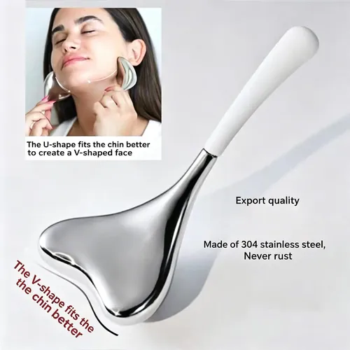 Set 2 Gua Sha Y Rodillos Fríos Acero Inoxidable Facial