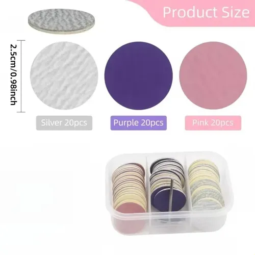 Discos De Lija 61 Piezas Con Fresa Para Uñas Y Pie Multicolor (purple, Pink, Beige/white)