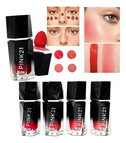 Rubor Líquido Pink21 Con Esponja | Black Is The New Blush Tono Del Maquillaje Tono 4