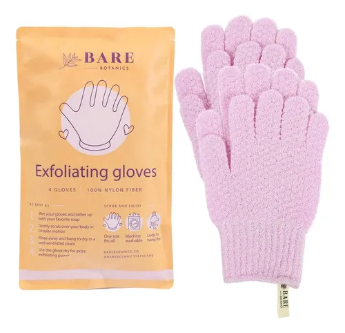 Guantes Exfoliantes De Ducha Bare Botanics Pack De 4