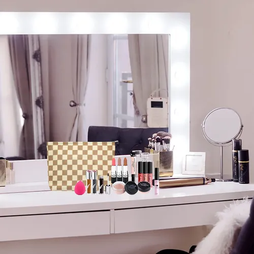 Bolsa De Maquillaje Pazimiik De Pana Con Cierre Grande Para
