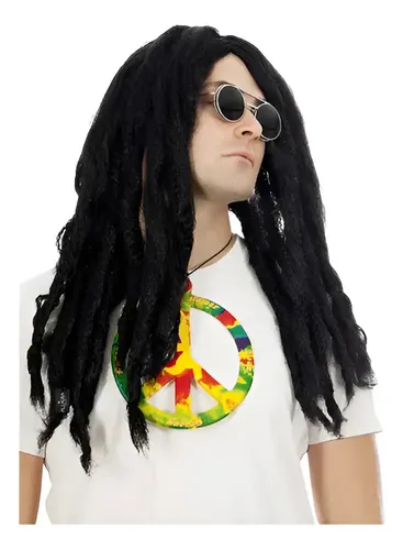 Peluca Rastas Negras Pelo Negro Cotillon